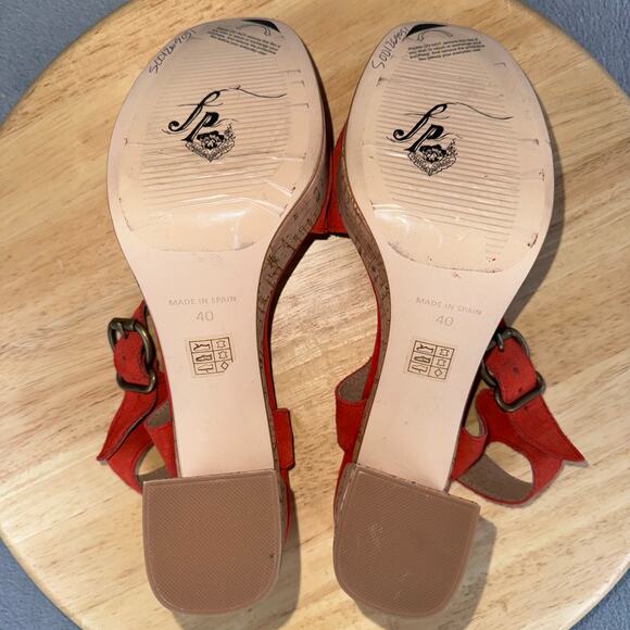 Free People Brooke Platform Cork Heel Red Sandal Women’s Size 40/ 9.5 US - Picture 7 of 8